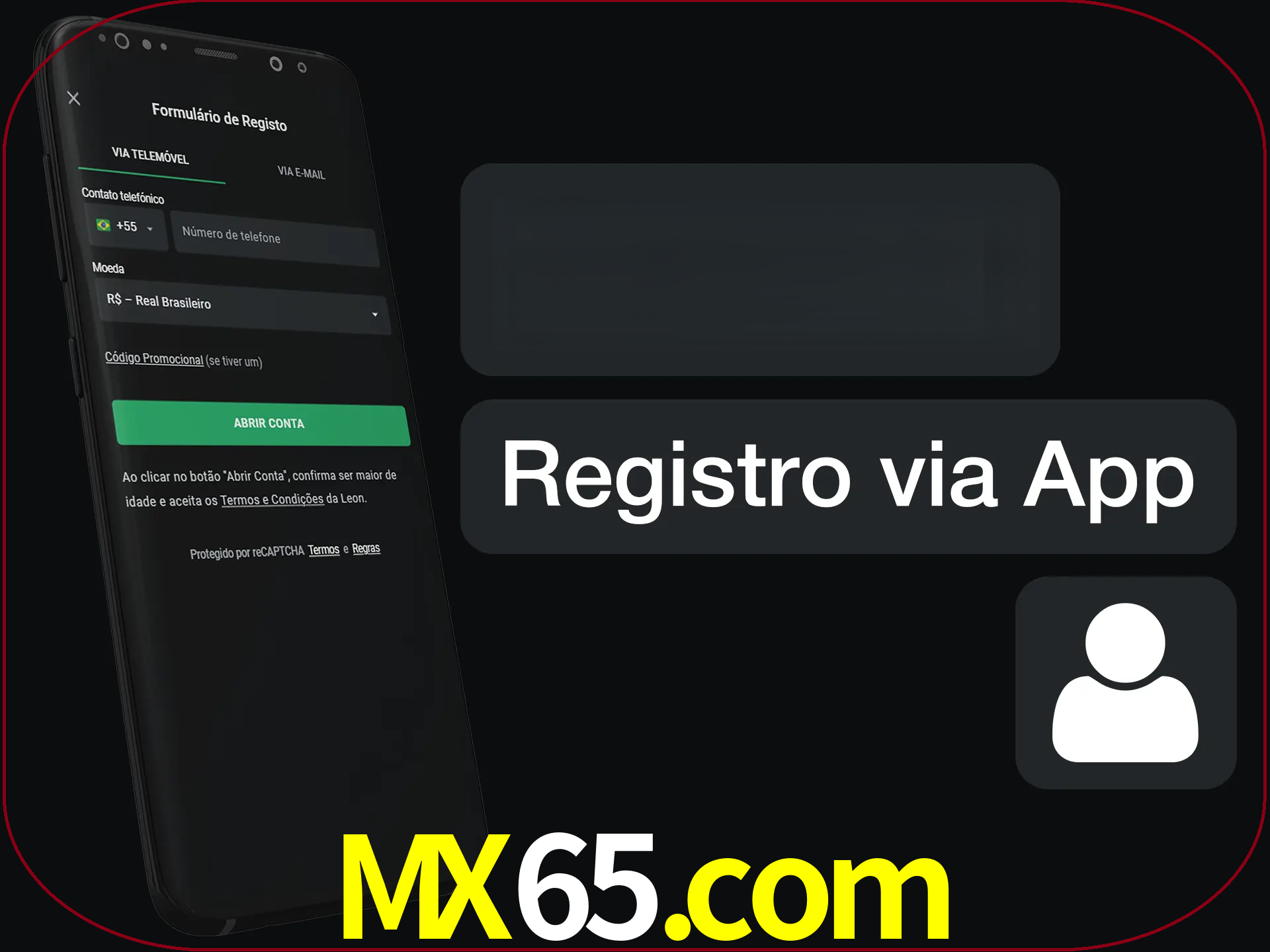 Registre-se com duas etapas usando o aplicativo.